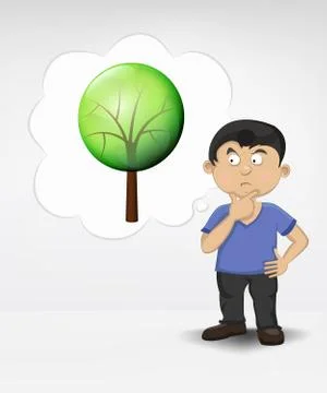 Standing young boy thinking about ecology vector illustration Stock Illustration