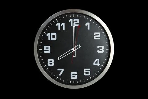 Standless Clock Isolate on Black Background, 8 O'Clock Stock Photos