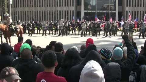 Standoff - Neo-Nazi Rally NSM - Pomona, CA - Nov 5, 2011 Stock Footage