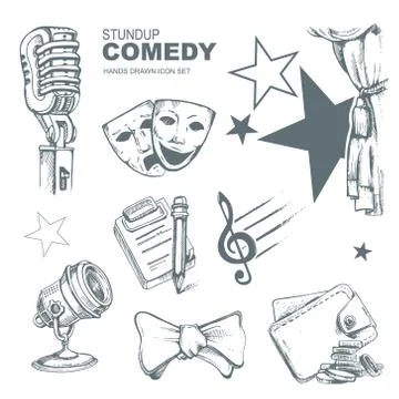 Standup comedy icons set Ilustração Stock