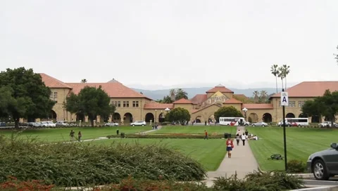 Stanford University Main Quad Wide View Stock Footage