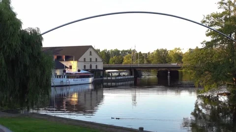 Stångån canal in Linköping Stock Footage 282912336
