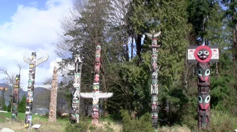 StanleyTotemPoles Stock Footage 662036
