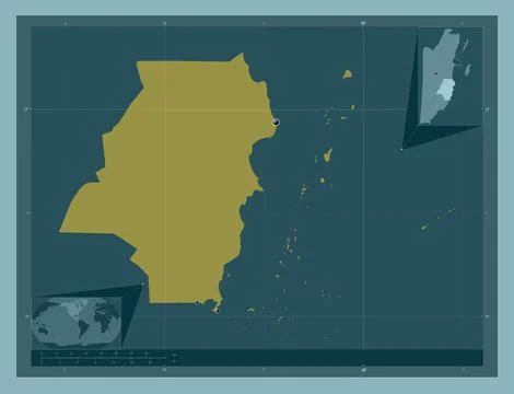 Stann Creek, Belize. Solid color shape. Locations of major cities of the regi イラスト素材