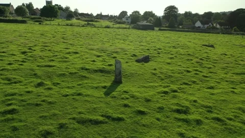 Stanton Drew Stone Circle 4K Drone Circling One Stone, Somerset, UK Stock Footage 162763181