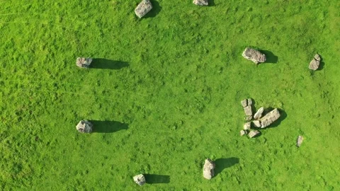Stanton Drew Stone Circle 4K Drone Rising over Smallest Circle, Somerset, UK Stock Footage 162785119