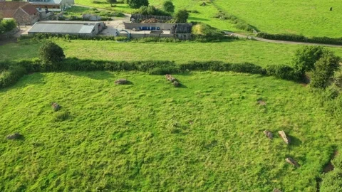 Stanton Drew Stone Circles 4K Drone North Circle, Somerset, UK Stock Footage 162847925