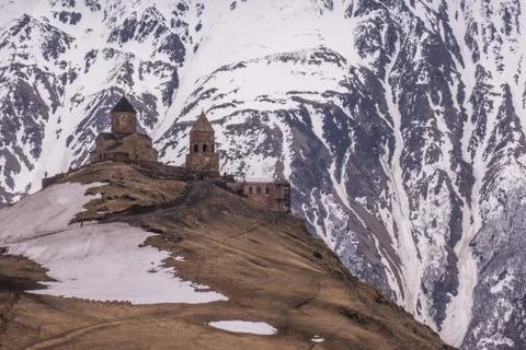 Staphanzminda chapel in mountains Stock Photos