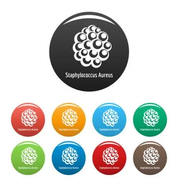 Staphylococcus aureus icons set color vector Ilustração Stock