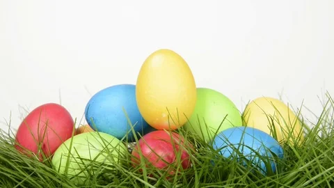 Staple of easter eggs Stock Footage 72727956