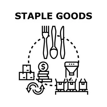 Staple goods economic cycle conceptualizing consumption and supply Stock Illustration
