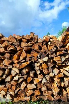 Stapled fire wood Stock Photos