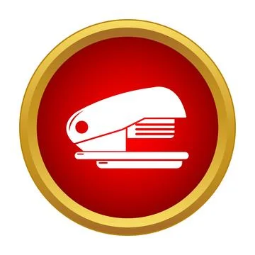 Stapler icon in red circle for office stationery Stock Illustration