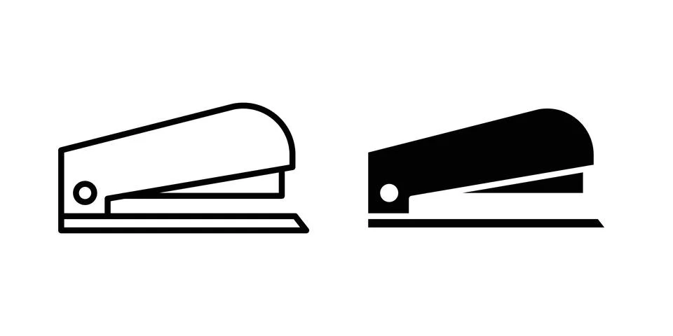 Stapler icon thin line and clipart style vector set Stock Illustration