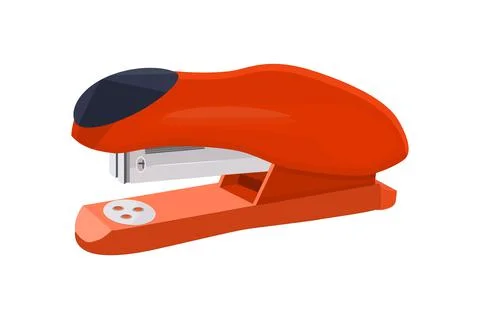 Stapler isolated on white background. Red office stapler for stapling paper. Stock Illustration
