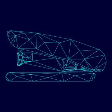 Stapler low poly triangulation triangulated polygonal electric cyan blue vibr Stock Illustration
