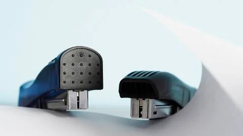Stapler for office work on the table. Stationery item. Office su Stock Photos