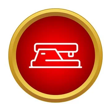 Stapler outline icon on red button Stock Illustration