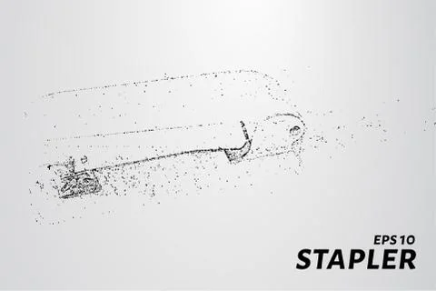 The stapler of the particles. The stapler consists of small circles and dots. Stock Illustration
