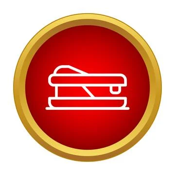 Stapler tool line icon in red circle Stock Illustration