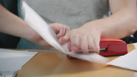 Stapling Papers In Office Job Going Crazy Stock Footage 170386907