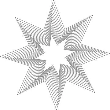 Star 3d circle lines black color Illustrazione stock