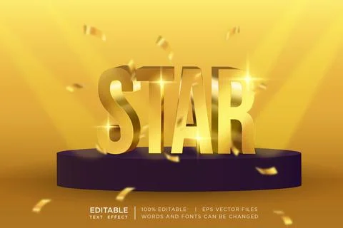 Star 3D Editable Text Effect Vector Design Stock Illustration