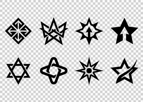 Star abstract geometric logo set for company sign design on transparent bac.. Stock Illustration