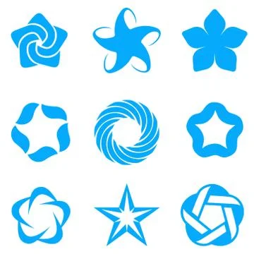 Star abstract logo template set. blue business icons concepts. Stock Illustration
