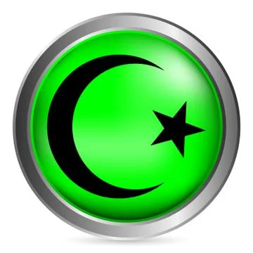 Star and crescent button Stock Illustration