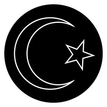 Star and crescent button Stock Illustration