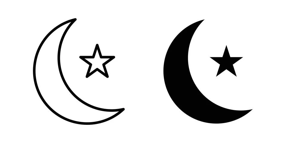 Star and crescent icon vector, symbol, logo illustrations Stock Illustration