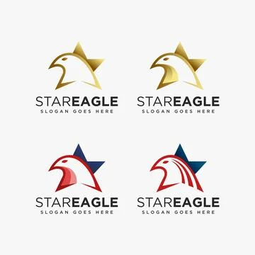 Star and eagle logo icon vector collection set on white background Stock Illustration