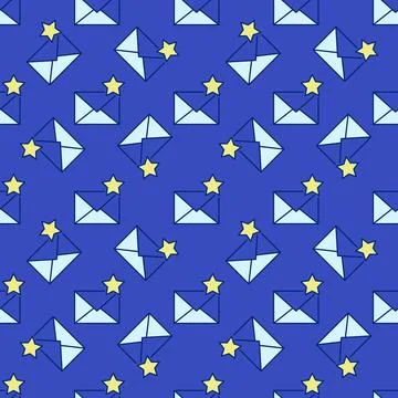 Star and Envelope vector concept colored seamless pattern 스톡 일러스트
