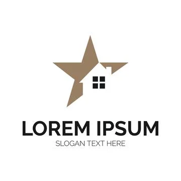 Star and House Logo Vector Design Stock Illustration