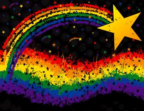 Star and rainbow grunge Stockillustratie