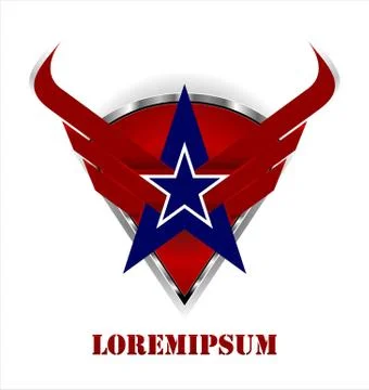 Star and shield. winged star on the arrow head and shield. Stock Illustration
