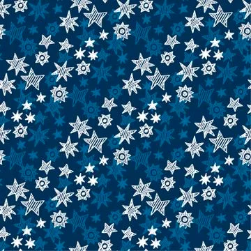 Star and snowflakes seamless pattern. Illustrazione stock