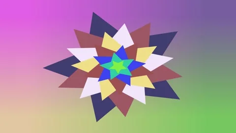 Star Animation with Multi-Layered Rotating Pointed Petals and Shifting Vídeo Stock 340899321