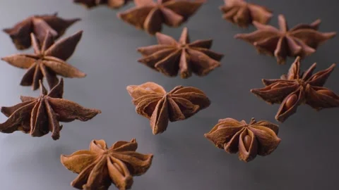 Star anise on the grey table Stock Footage 140008340