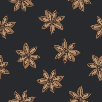 Star anise seamless doodle pattern, vector illustration Stock Illustration