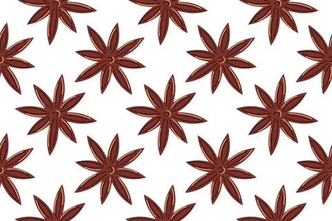 Star anise seamless pattern in flat style. Background design for fabric Stock Illustration