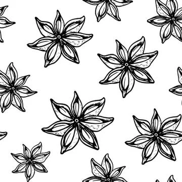  Star Anise seamless pattern  Stock Illustration