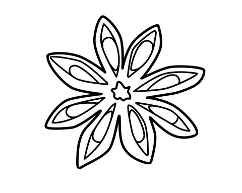 Star anise - spices vector linear illustration for coloring pages or logo. Stock Illustration