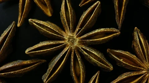 Star anise spin on black background closeup Stock Footage 121521768
