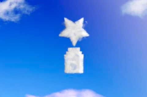Star award cloud shape on blue sky Illustrazione stock
