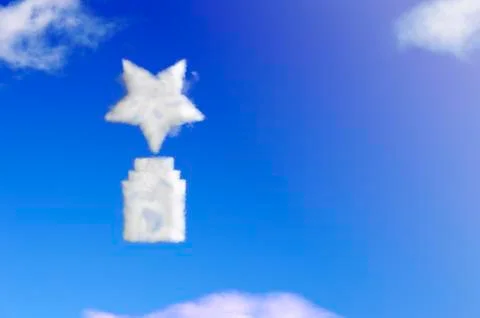 Star award cloud shape on blue sky Stock Illustration