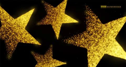 Star background design with glowing particles isolated on dark black backdrop Stock Illustration