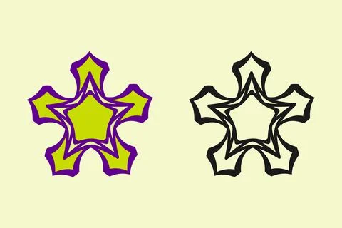 Star based emblem icon. Logo. Set of decorative pentacle elements Stock Illustration