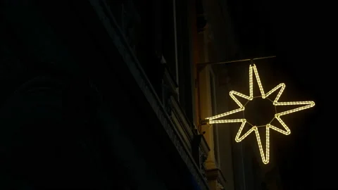 Star Of Bethlehem String Light Hanging Outside Video stock 237539446